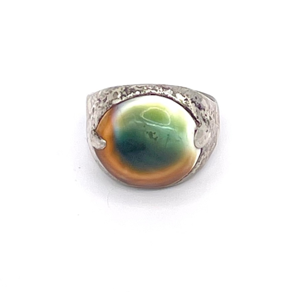 Vintage Sterling Operculum Shell 925 Ring 
Lots of Patina-Possibly Antique?